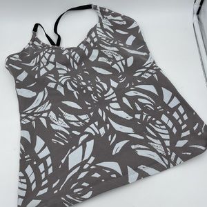 Lucy Gray and White Printed Sports Bra Tank